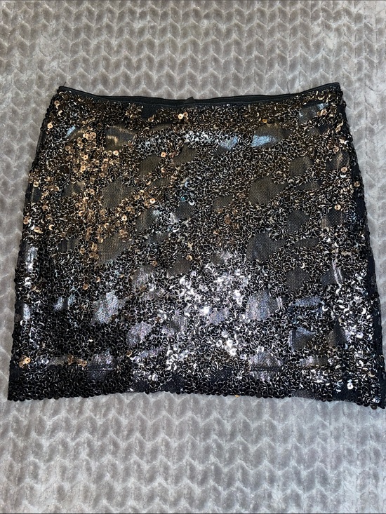 Express Dresses & Skirts - Express Black Sequin Lace Mini Skirt XS Floral Party Cocktail Y2K